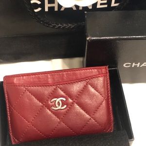 Chanel Authentic Card Holder in Red with box& bag